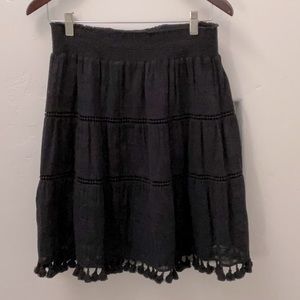 Ann Taylor Loft black skirt with fringe Size M